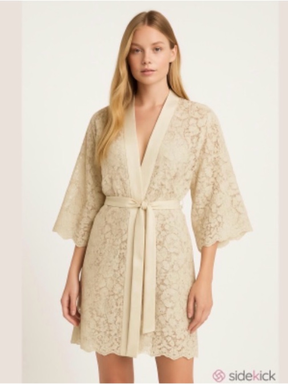 Soma Lace Kimono Robe - Cream